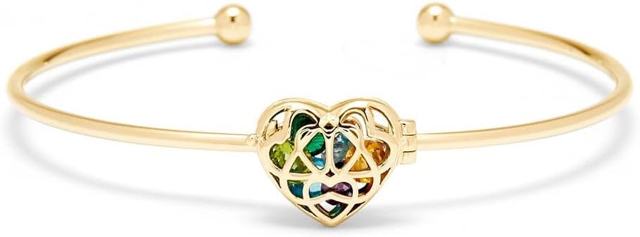 Custom Gold Interlocking Hearts Birthstone Bracelet