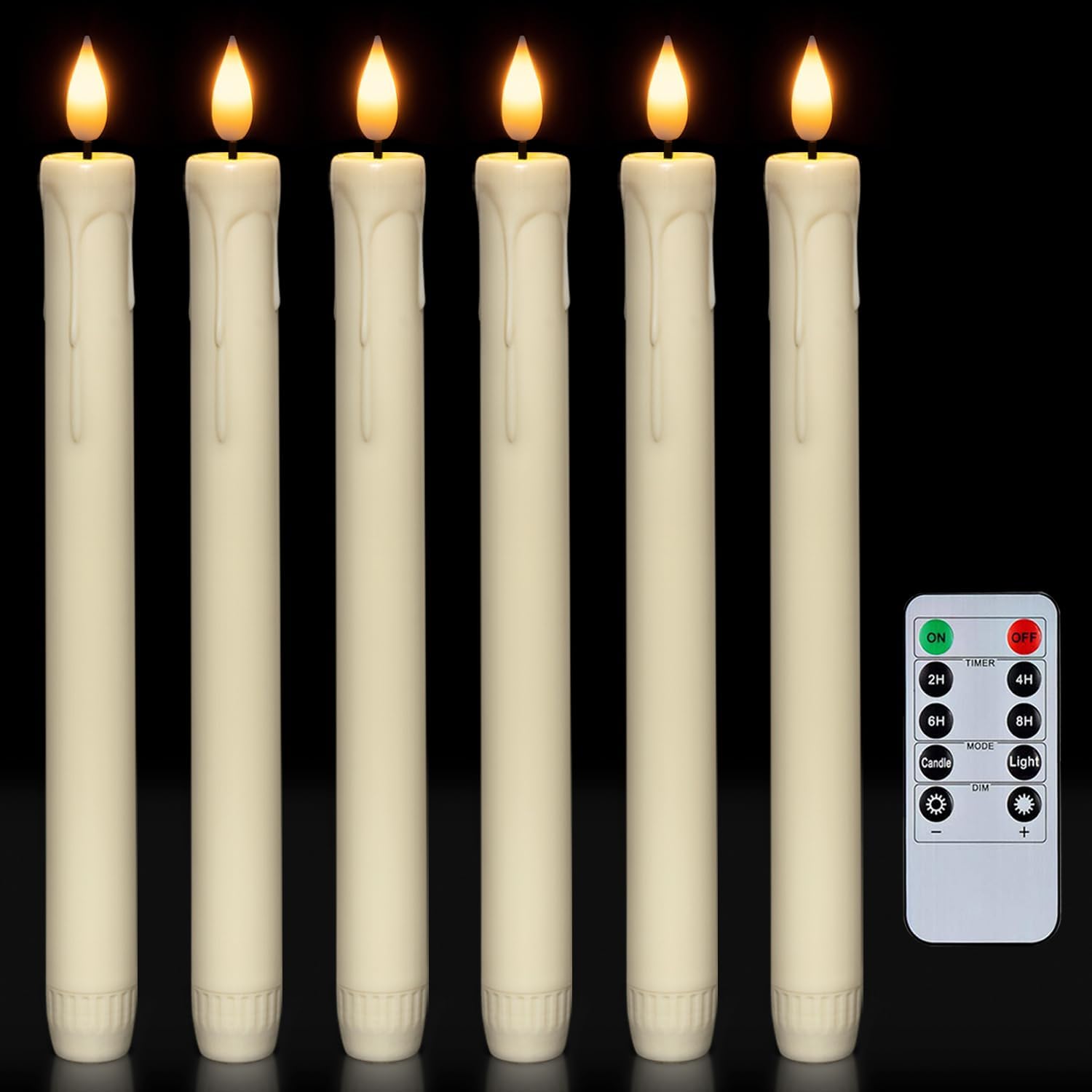 Rechargeable Flameless Taper Candles with Remote