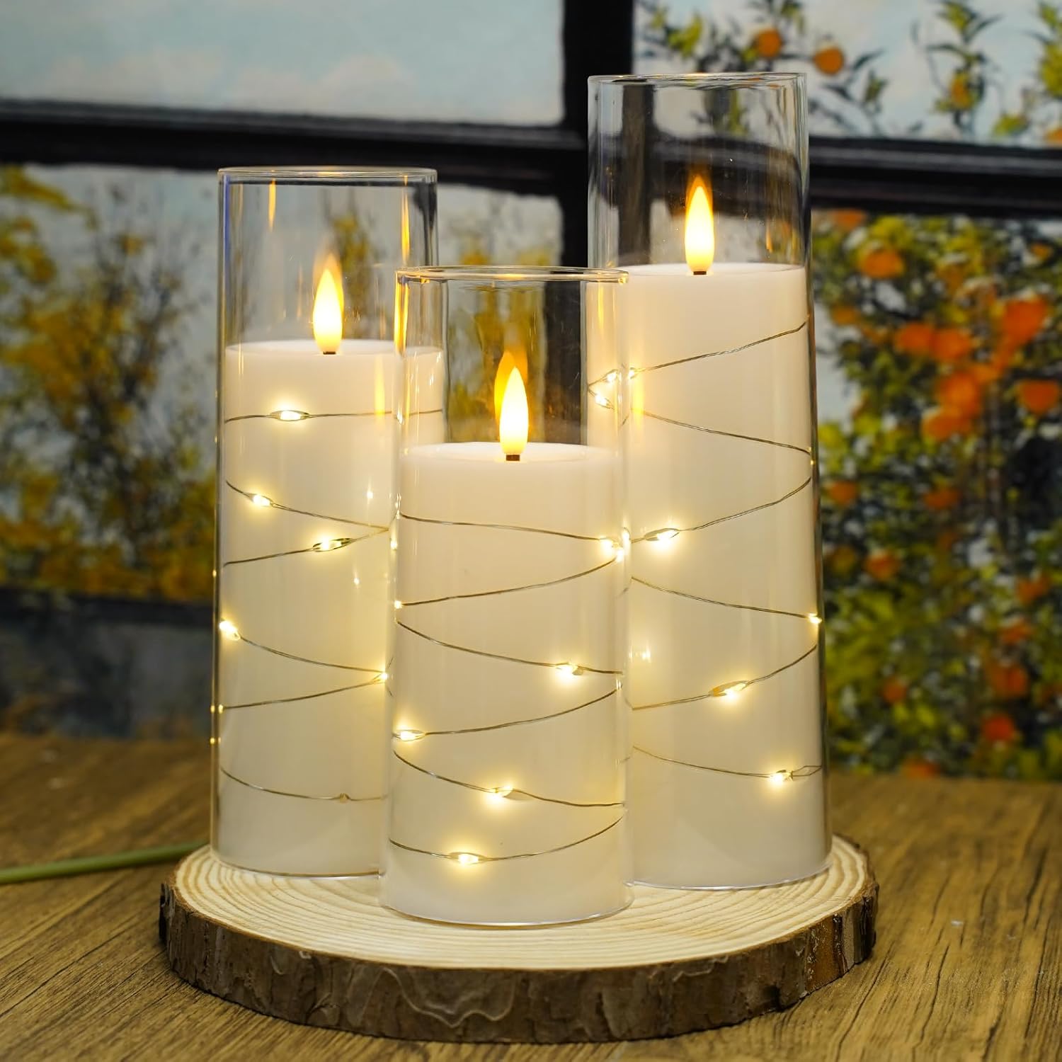 Flickering Flameless LED Pillar Candles, 9 Pcs