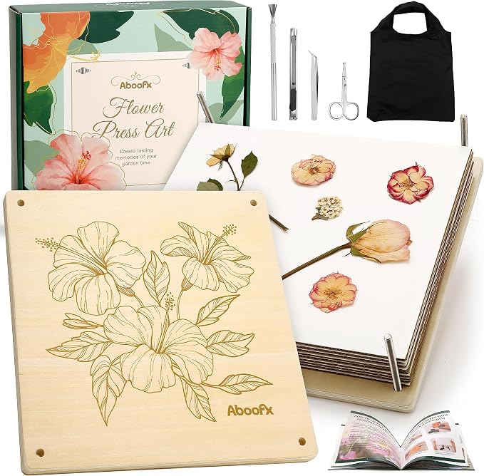 Flower Press Kit, 11x11 10-Layer Wooden Press