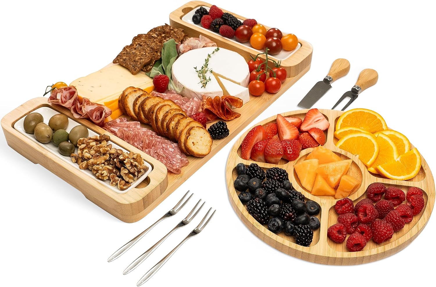 Charcuterie Boards Gift Set, Large Bamboo