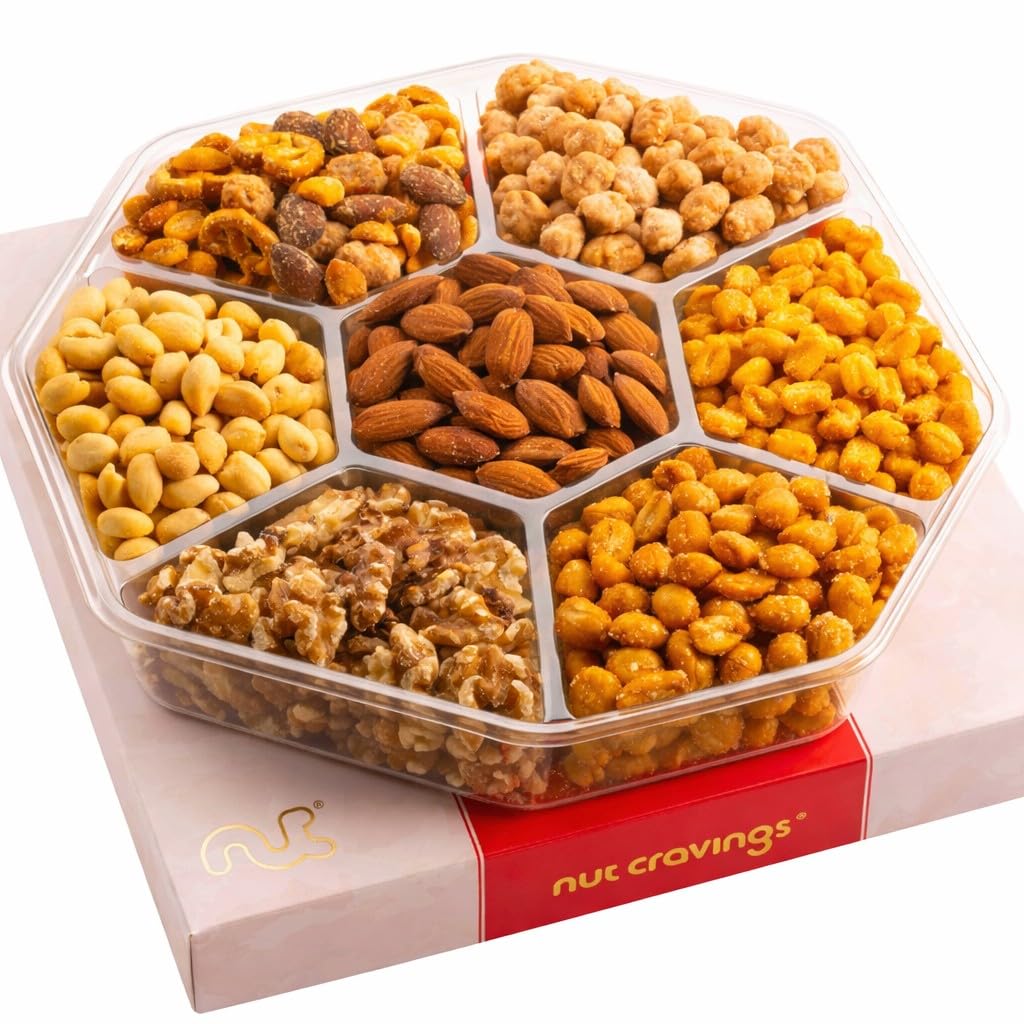 Nut Cravings Mixed Nuts Gift Basket, Red & Gold Box