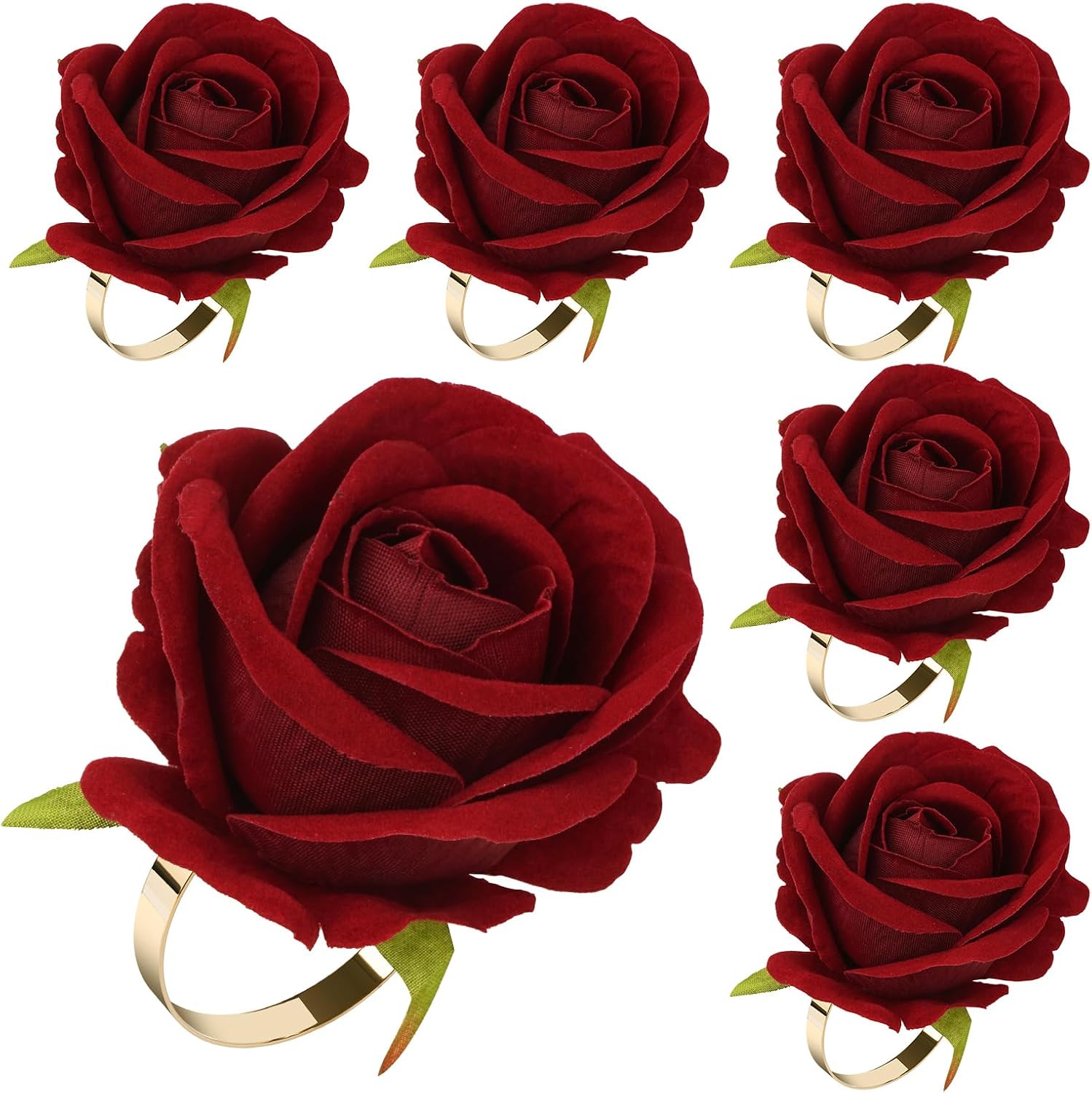 Red Rose Napkin Rings, Set of 6