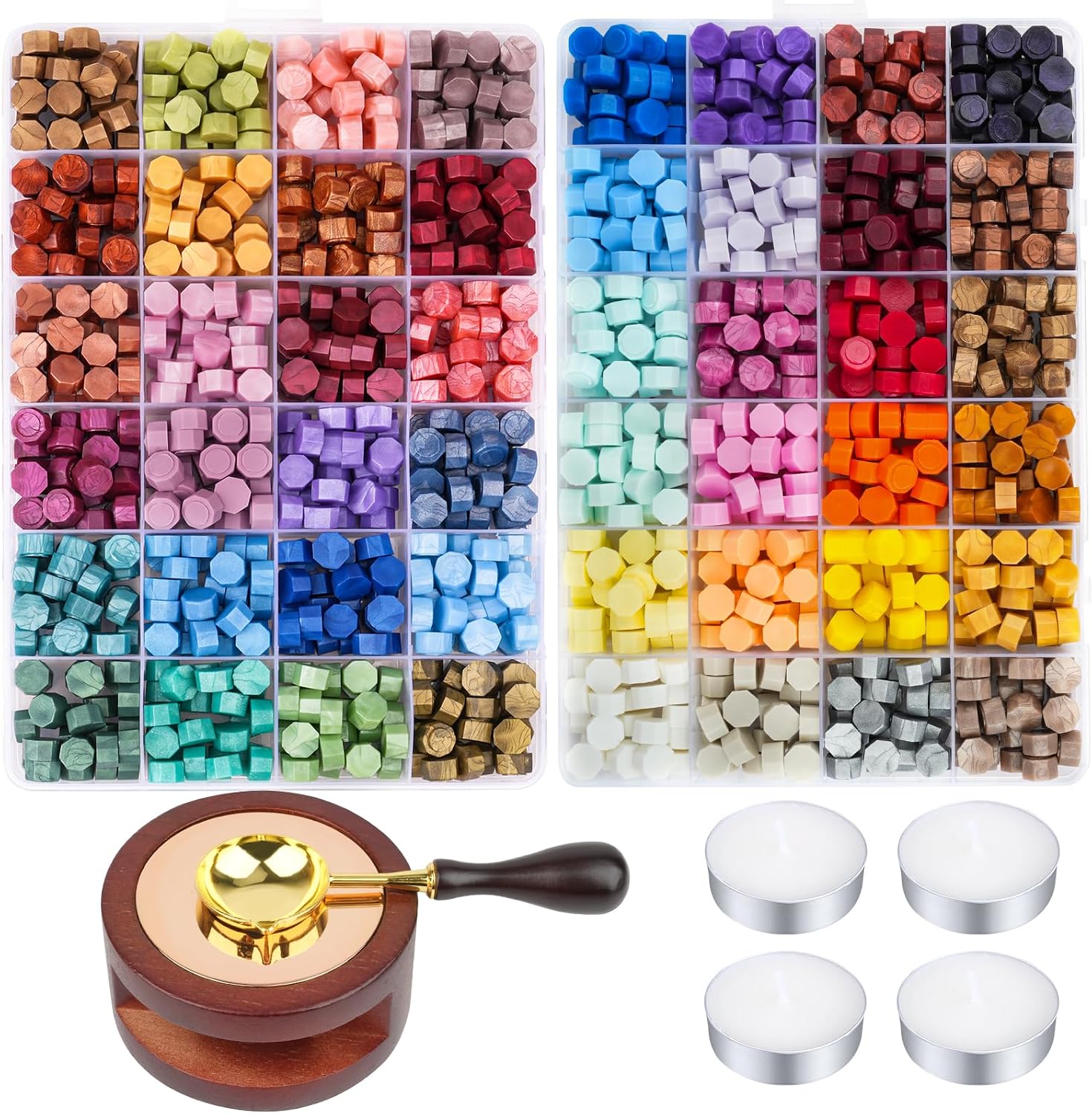 48 Colors Sealing Bead Wax Seal Stamp Kit with Melting Pot