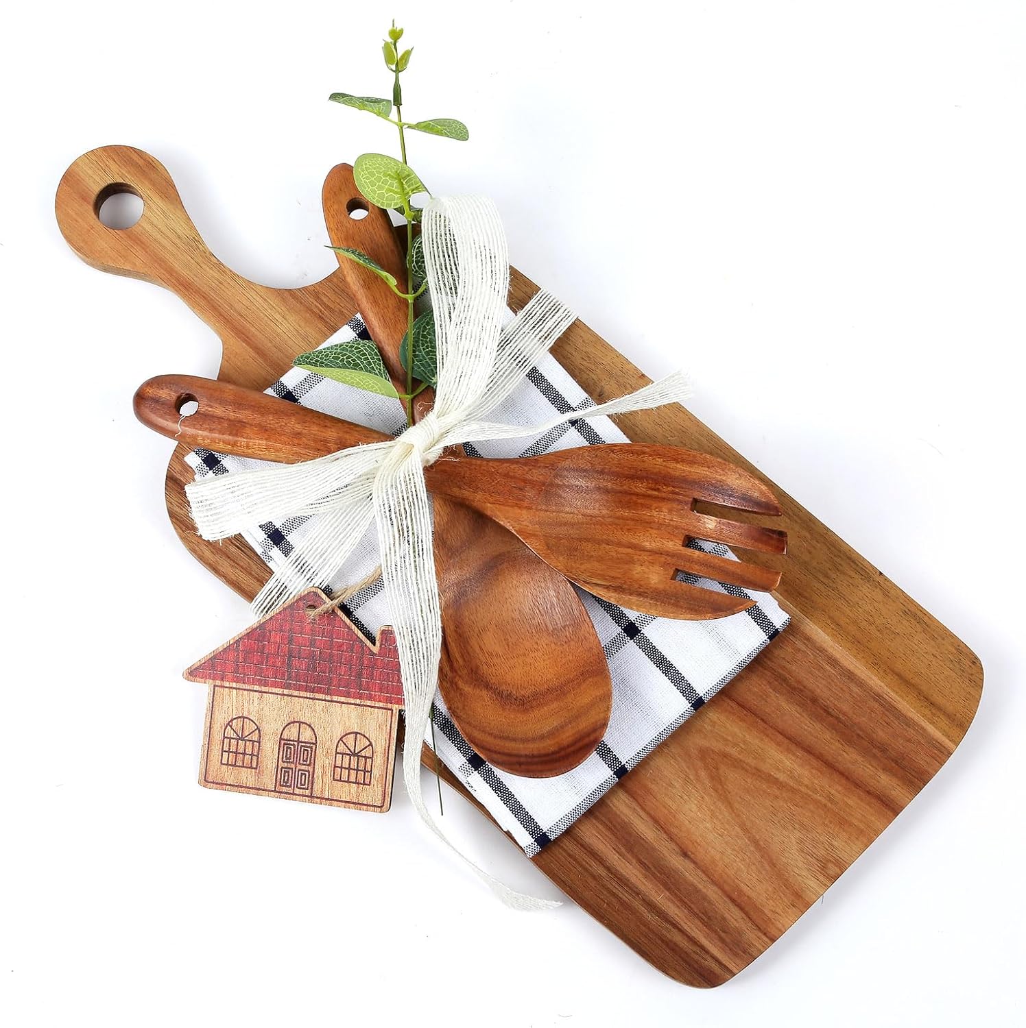 Wooden Cutting Board Set with Utensils & Napkin