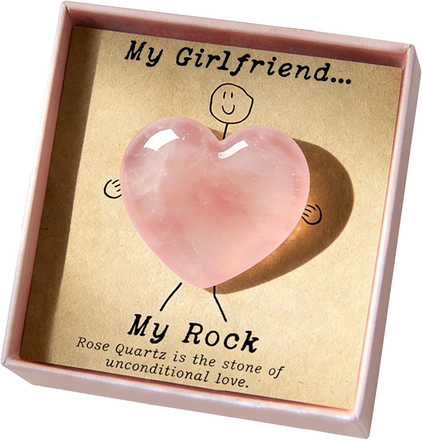 Rose Quartz Heart Pocket Hug for Girlfriend
