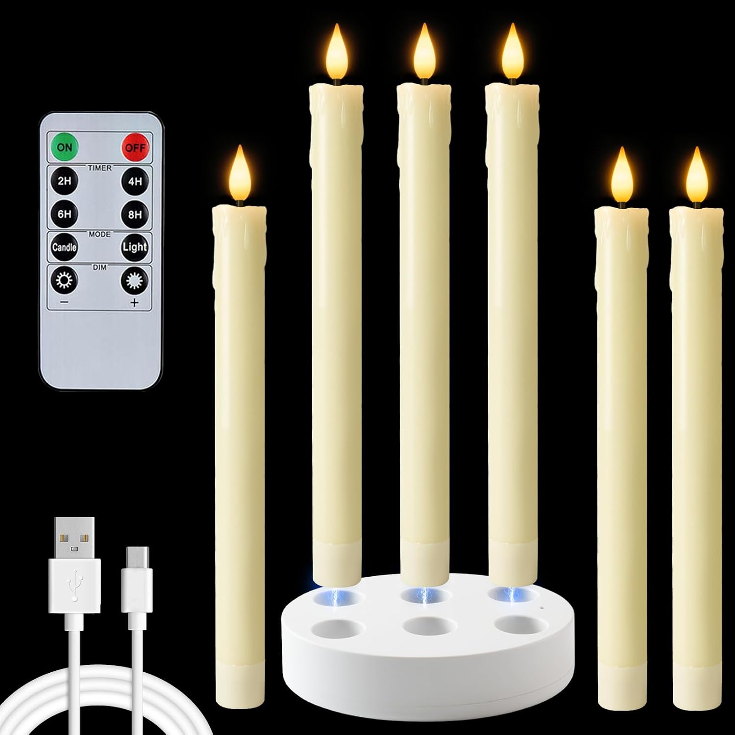 Rechargeable Flameless Taper Candles with Remote