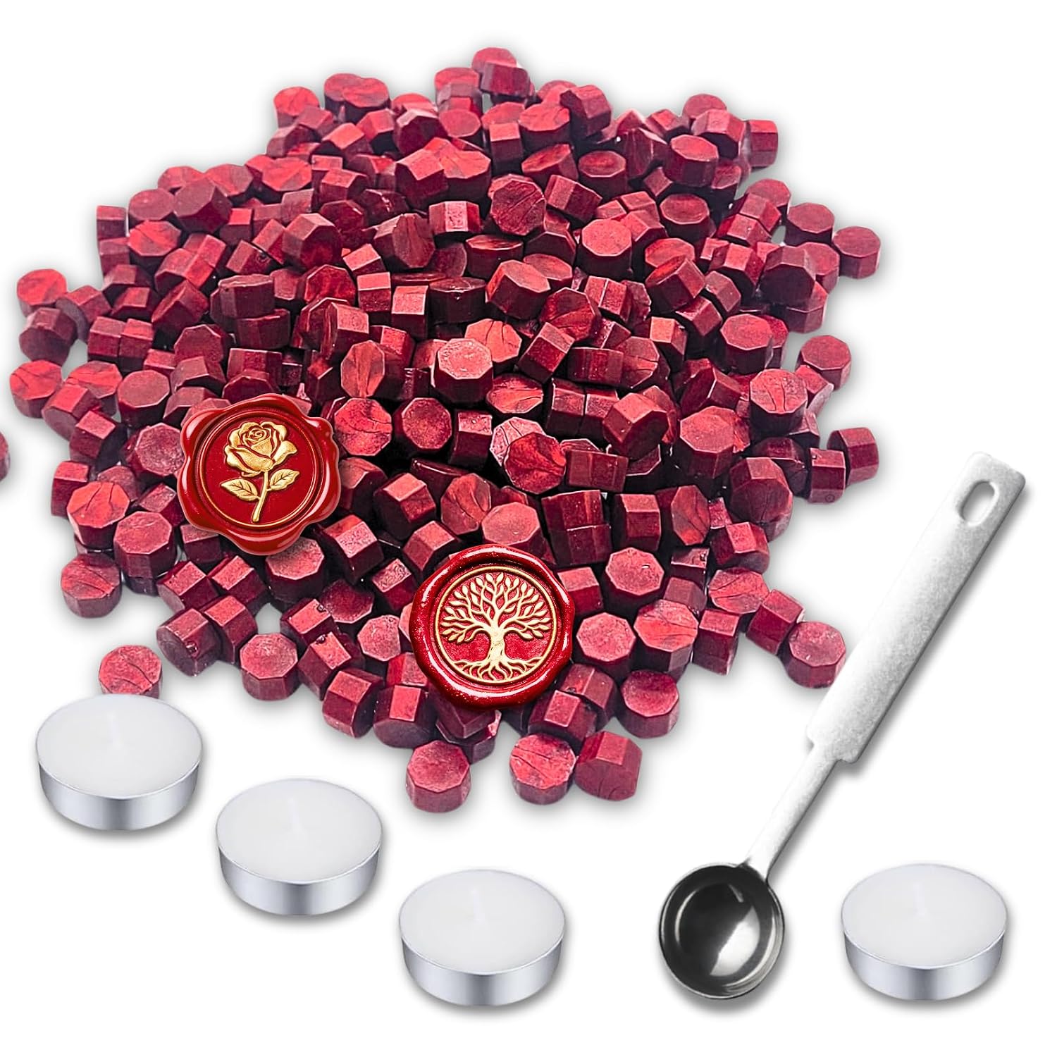 Sealing Bead Wax Seal Kit with Spoon & Tea Lights