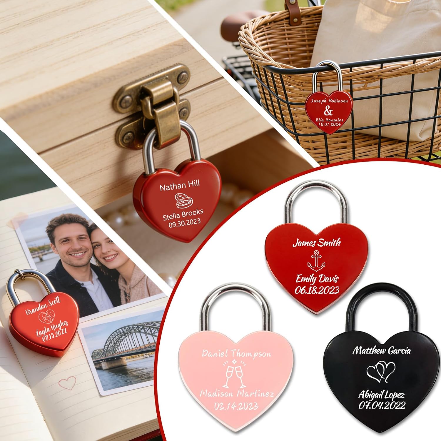 Custom Engraved Heart Love Lock